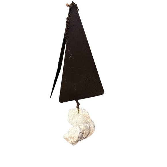 Vintage"Joe Coniff Style" Style Triangle Iron Metal Wind Chime With Seashell - Picture 6 of 11